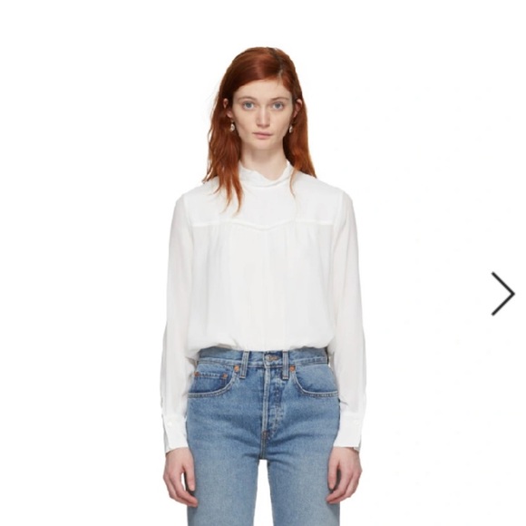 100% silk NWT See by Chloe white blouse with mock neck and tassels (40) - Picture 9 of 12